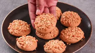 3 INGREDIENTS PEANUT COOKIES RECIPE | EGGLESS & WITHOUT OVEN | PEANUT BISCUIT RECIPE | N'Oven