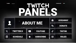 Clean Black & White Twitch Profile Panel Overlays for Streamers