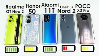 КТО ДОЛЬШЕ ПРОЖИВЕТ? 🔋 OnePlus Nord 2, Realme GT Neo 2, POCO X3 Pro, Honor 50, Xiaomi 11T