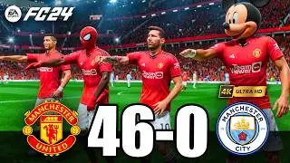 FIFA 24 - RONALDO, MESSI, SPIDER MAN ALL STARS PLAYS TOGETHER | Manchester United 46-0 Man City