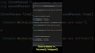 Time to Retire ==, ToLower,ToUpper | Ignore Case senstivity checks in Csharp | dotnet #csharp