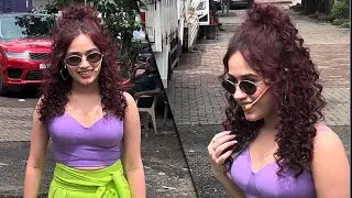 Jannat Zubair Snapped In A Magical Mauve & Naughty Neon Coloured Outfit For Her Laughter Chefs Shoot