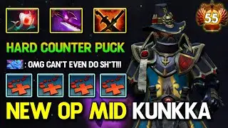 NEW OP MID CAPTAIN Kunkka Orchid + Silver Edge Build 100% Hard Counter Mid Puck 7.37b DotA 2