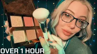 1 HOUR ASMR | Doing Your Makeup | Rummaging, Stipple, Facial Touch