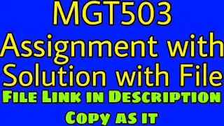 MGT503 Assignment 1 Solution with File || MGT503 Assignment 1 Solution 2022 || MGT503 Assignment 1