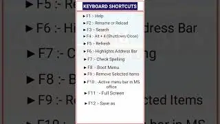Keyboard shortcuts || computer shortcut keys || computer shortcut keys chart f1 || f2 || f3 || f4 ||