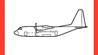 How to draw an AMERICAN AIRPLANE C130 HERCULES / drawing Lockheed Martin c-130 plane step by step