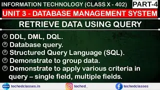 RETRIEVE DATA USING QUERY | PART-4 | CLASS X-402 | DATABASE MANAGEMENT | SQL QUERY