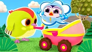 Hop Hop pretends to play doctor for baby penguin. Peck Peck needs help. Baby cartoons for kids.