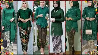 model kebaya brokat modern 2024 special warna hijau botol trend busana viral 2024 kebaya brokat 2024