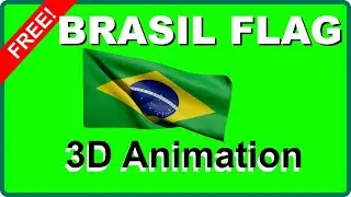 ✅ BRAZIL (BRASIL) 🇧🇷 Waving Flag Green Screen 3D Animation Chroma Key 1080P Green/Blue/Black Backgnd