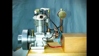Vintage tether boat Model Engine open rocker 4 Stroke test run