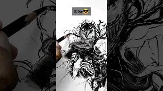 Drawing venom in 6 sec, 30 min and 5 hr #shorts