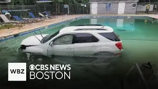 Driver rescued after crashing SUV into Westfield pool