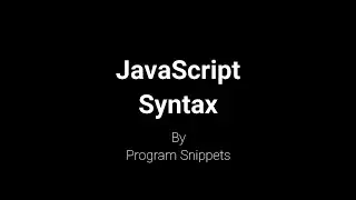 JavaScript Syntax