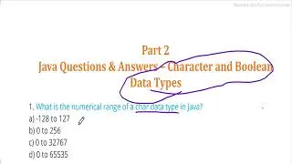 #2 Top  Java Language  MCQ  Character & Boolean  Datatypes for Interview Placement & Exam