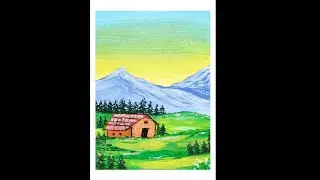 Landscape painting for beginners | Easy acrylic painting tutorial. #youtubeshorts #shorts