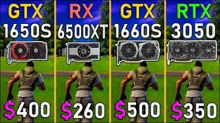 RTX 3050 vs GTX 1660 Super vs RX 6500 XT vs GTX 1650 Super | i5-12400F-9 Games Test -1080p | Tech MK