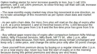 Option trading starter for nervr increase quantity in loss, .