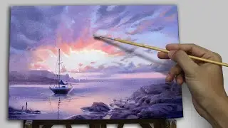 How to Paint a Beautiful Sunset | painting for beginners step by step | Relaxing