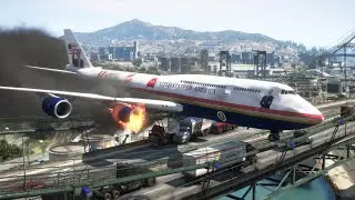 B747 Airforce One Emergency Landing On A Bridge | GTA5