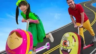 Emma Pretend Play w/ Luggage Suitcase Scooter Ride On Toy