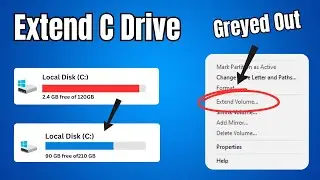 Extend C Drive Without Deleting Partition (FIX Extent Volume Greyed Out) 2024