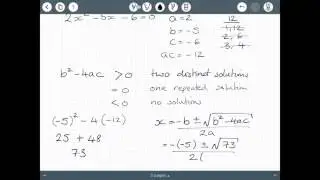 Solving quadratics using the formula