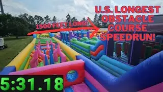 U.S. NEW LARGEST Inflatable Obstacle Course IRL% Speedrun - 5:31