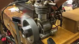 Homemade10cc Model boat engine test run on the workbench. 1946 Magazine plan build.