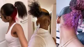 BLACK GIRL HAIR DYE /SKUNK STRIPE COMPILATION * TIK TOK *💇🏾‍♀️🎀