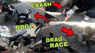 Crash baby dog 😰 || tunnel ke andar sound 😱🔥 || drag race R 15 v/s 220 F 🥵