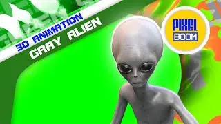 Green Screen Gray Alien 3D Animation - PixelBoom