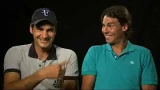 Roger Federer & Rafa Nadal can't stop laughing when filming charity match promo 😂