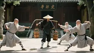 功夫电影！挑水小子竟是身懷絕技的功夫高手，以一敵三打敗少林武僧！