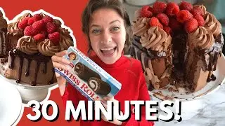 NO BAKE Swiss Roll Raspberry Cake in less than 30 minutes!!