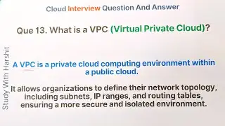 Part 13 Cloud Interview Question And Answer / Que 13 with Sample Answer / virtual private cloud