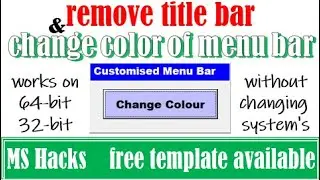 Excel VBA - remove/hide or change the color of title bar of a UserForm