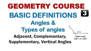 Angles and Types of angles | Geometry Basic Definitions 3 | Adjacent angles, Vertical angles