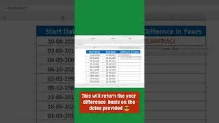 Find Exact Year Difference between the dates in 5 Seconds ‼️#excel #excelshortcuts #shorts