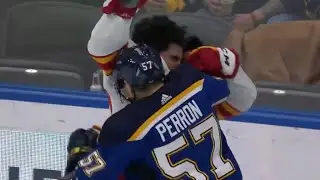 David Perron takes down Dillon Dubé