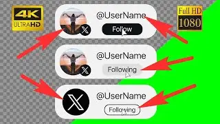 Сustom Follow button Twitter X | Lower Third green screen, transparent background