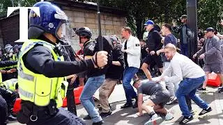 Far-right and counterprotesters march in Manchester