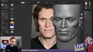 Willem Dafoe Likeness Sculpting in ZBrush Live Stream