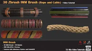 30 Zbrush IMM Brush (Rope and Cable) +Texturing Tutorial