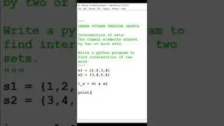 How to find intersection of two sets in python #shorts #pythonsetintersection #pythonsets #python