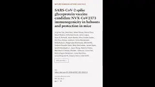 SARS-CoV-2 spike glycoprotein vaccine candidate NVX-CoV2373 immunogenicity in baboons... | RTCL.TV