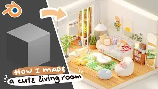 Cute isometric living room made in Blender - 3D modeling timelapse - Part 2