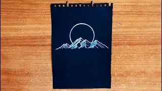 Black and white moon drawin | How to draw the moon | Black paper drawing