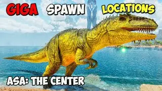 (ASA The Center) ALL Giga & Carcharodontosaurus Spawn Locations On ARK Survival Ascended